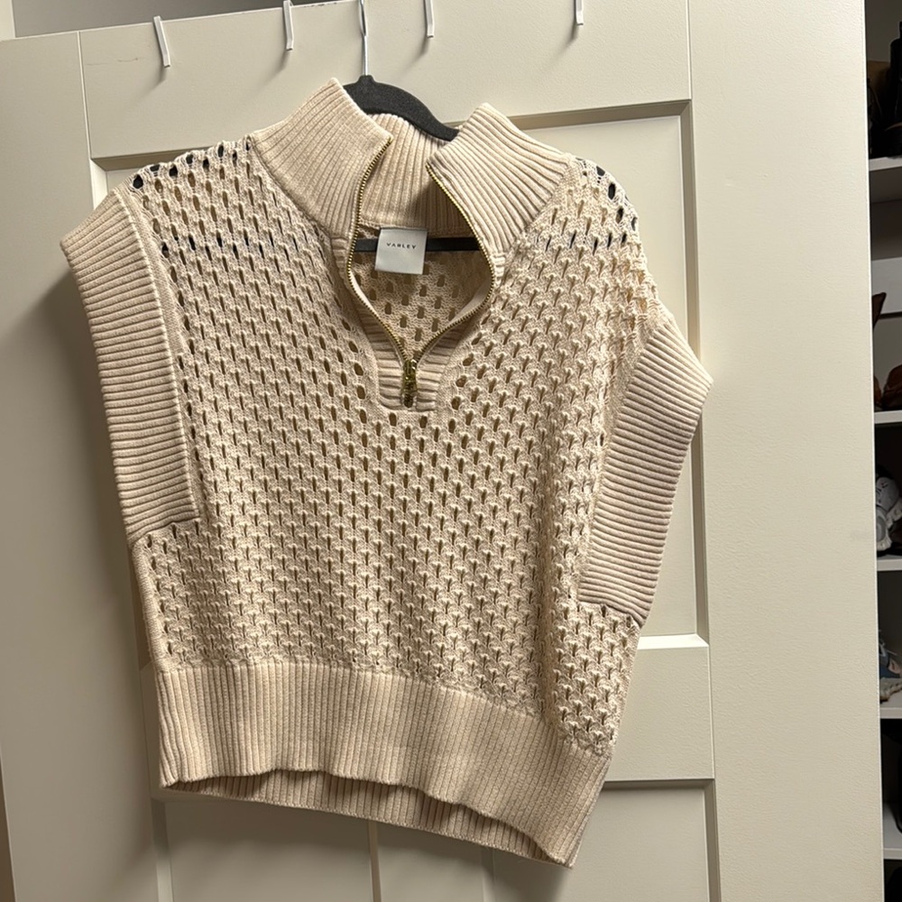 Varley Gaines Half-Zip Knit Sweater in Cream